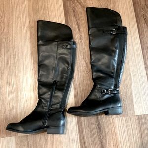 Black Leather Over The Knee Boots